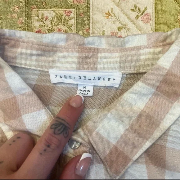 Cottage Core Gingham Plaid Button Up Top - Picture 5 of 5